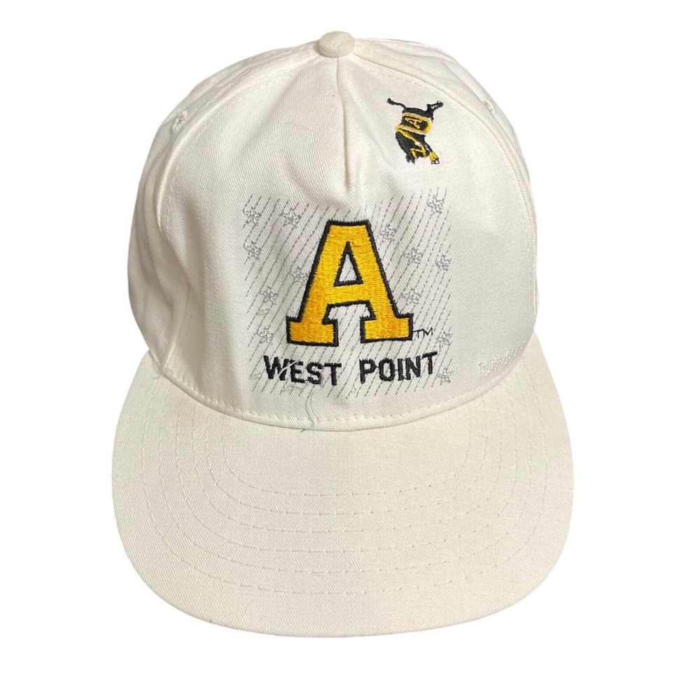 Vintage Army West Point ROMAN Brand Made in USA White Snapback Military Hat Cap‎